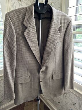 VTG 80s Corbin For Dillards Tweed Brown Blazer 46R Made In USA